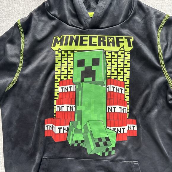 Jumping Beans Boys Minecraft Hoodie Creeper TNT Size 8 Black Warm - Picture 2 of 7